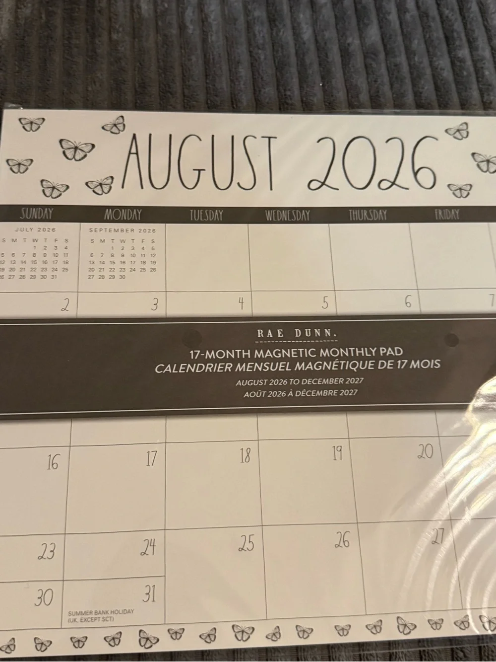 Rae Dunn White & Black 17-Month Magnetic Monthly Pad Aug 2026 - Dec 2027